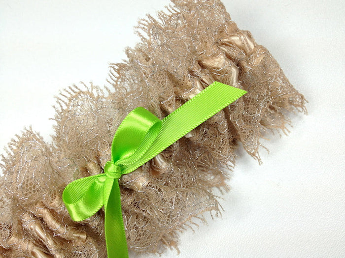 Champagne Lace and Lime Green Garter