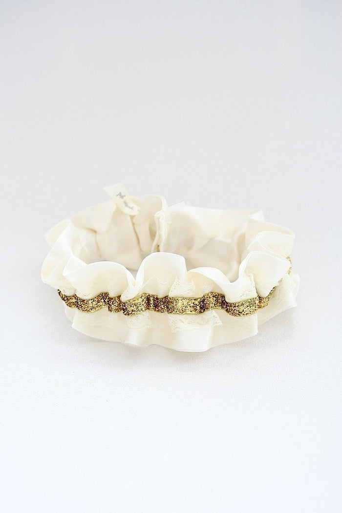 Garter: Ivory Lace & Gold Glitter
