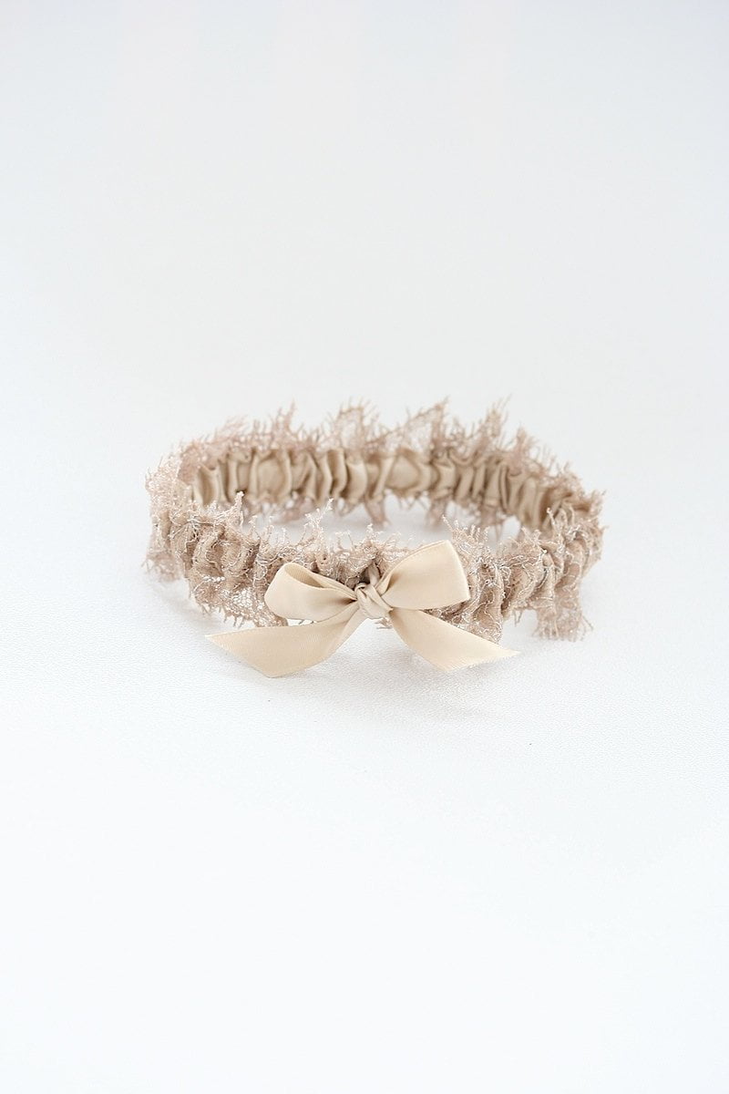 Garter: Champagne & Shimmer Eyelash Lace