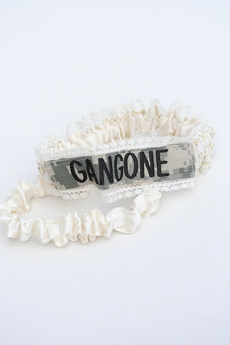 Garter Set: Military Uniform, Lace, Gold & Pearls