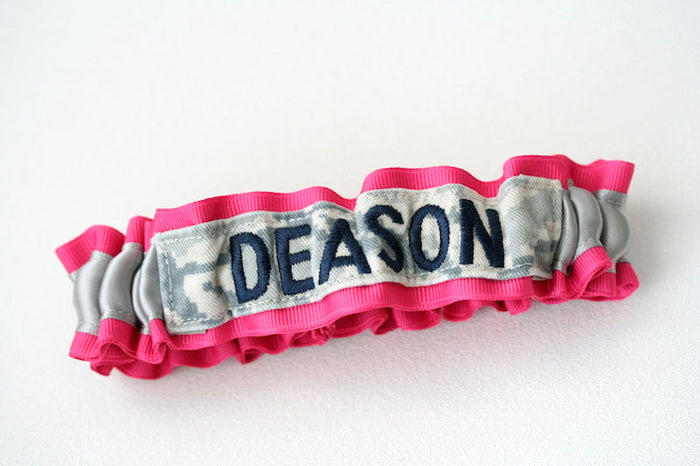 Hot Pink and Gray Military Garter