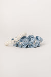 modern wedding garter heirloom set with dusty blue and ivory satin