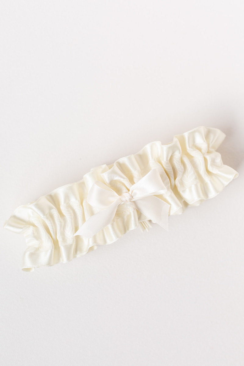 modern ivory satin wedding garter
