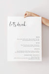 modern printable wedding drink menu