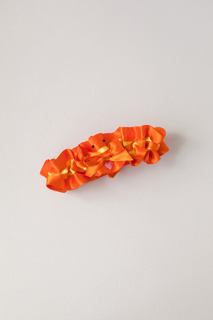Garter: Orange and Yellow Striped with Embroidery