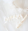 custom garter set made from mother of the bride's veil