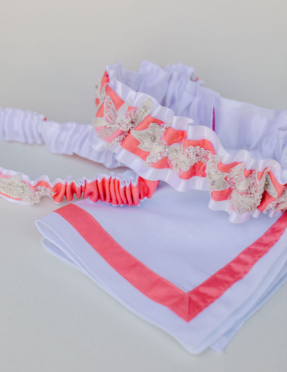 wedding garter heirlooms made from mother and daughter wedding dresses by The Garter Girl