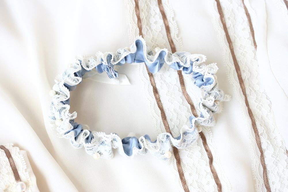 Mother's Wedding Dress Something Blue & Pearl Garter