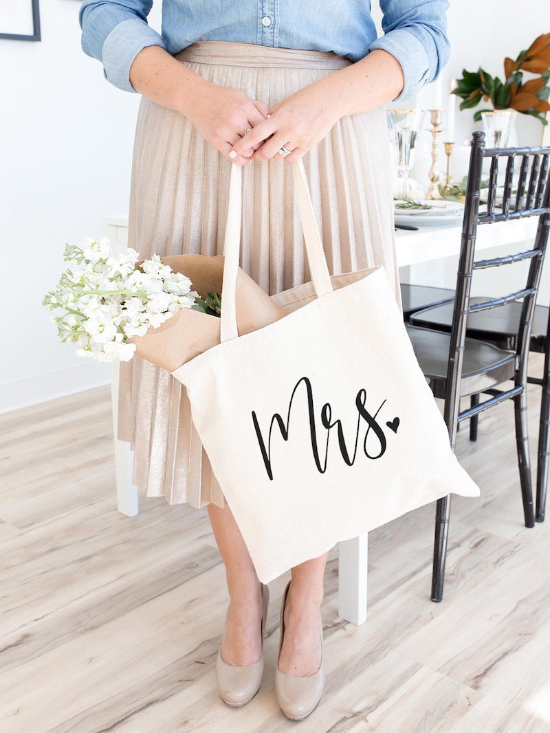 Personalised mrs hot sale beach bag