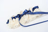 Navy Blue and Lace Ruffled Garter