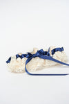 Custom Navy Blue and Ivory Lace Ruffled Garter