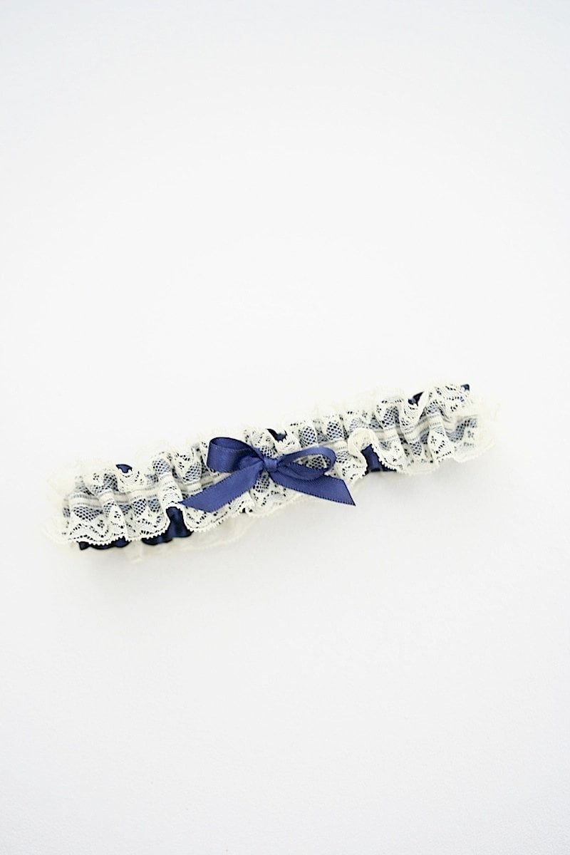 Garter Navy Blue & Ivory Lace