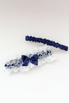 navy blue couture garter set