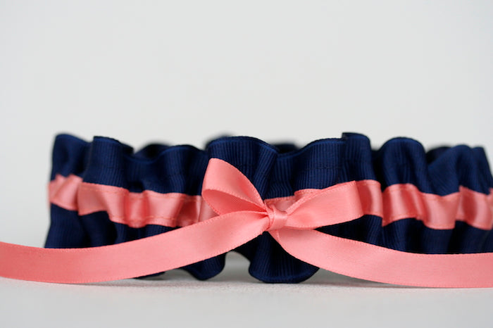 Custom Wedding Garter: Navy and Coral