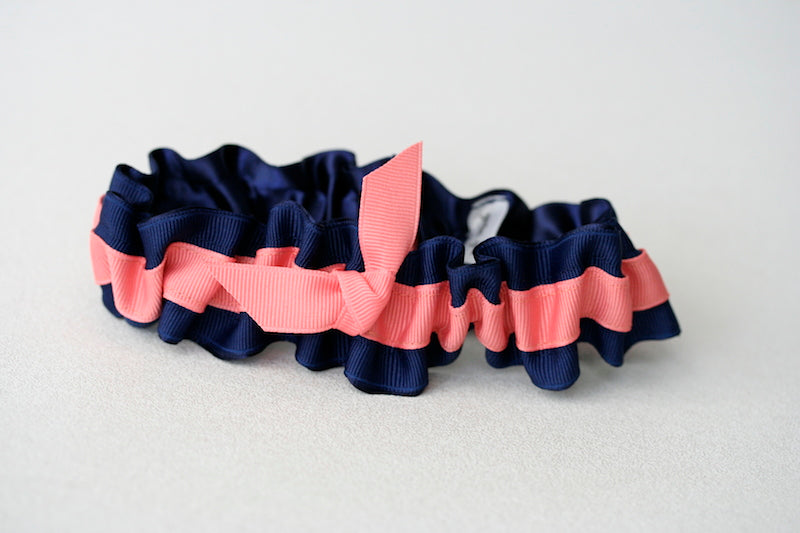 Navy and Coral Garter Set