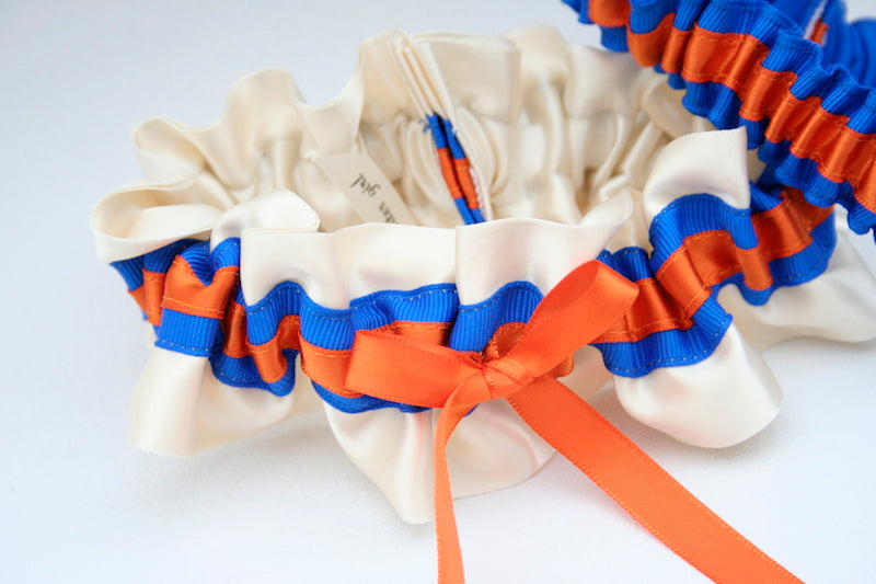Ivory, Royal Blue and Orange Garter