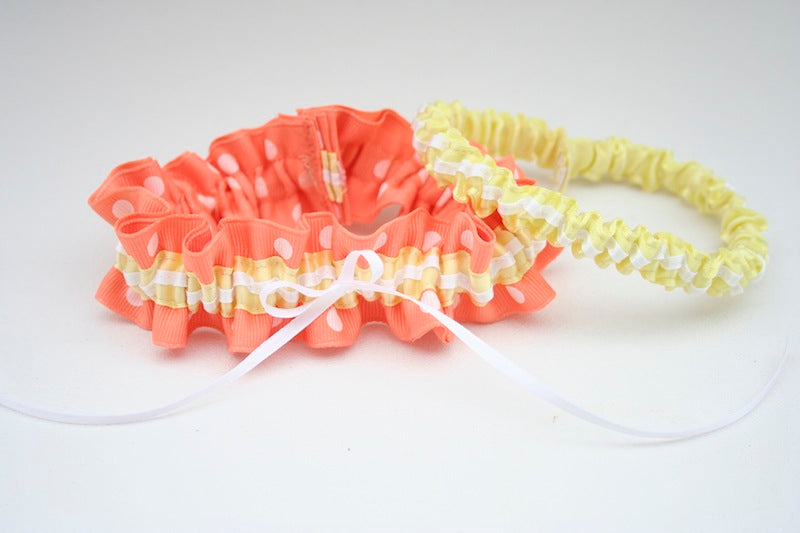 Orange Polka Dot and Yellow Garter Set