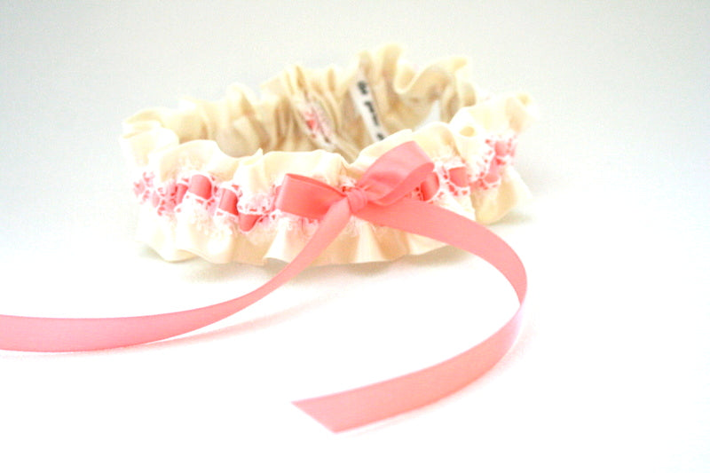 Ivory, Pink and Lace Garter