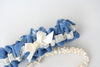 Blue Velvet and Ivory Pearls Garter Set