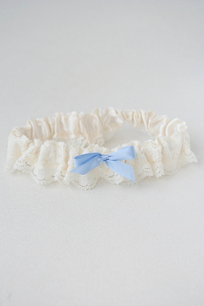 ivory lace and something blue wedding garter