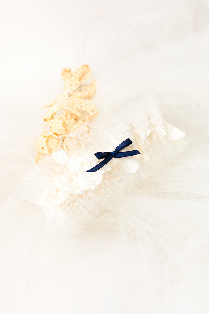 personalized garter made with grandmother's veil