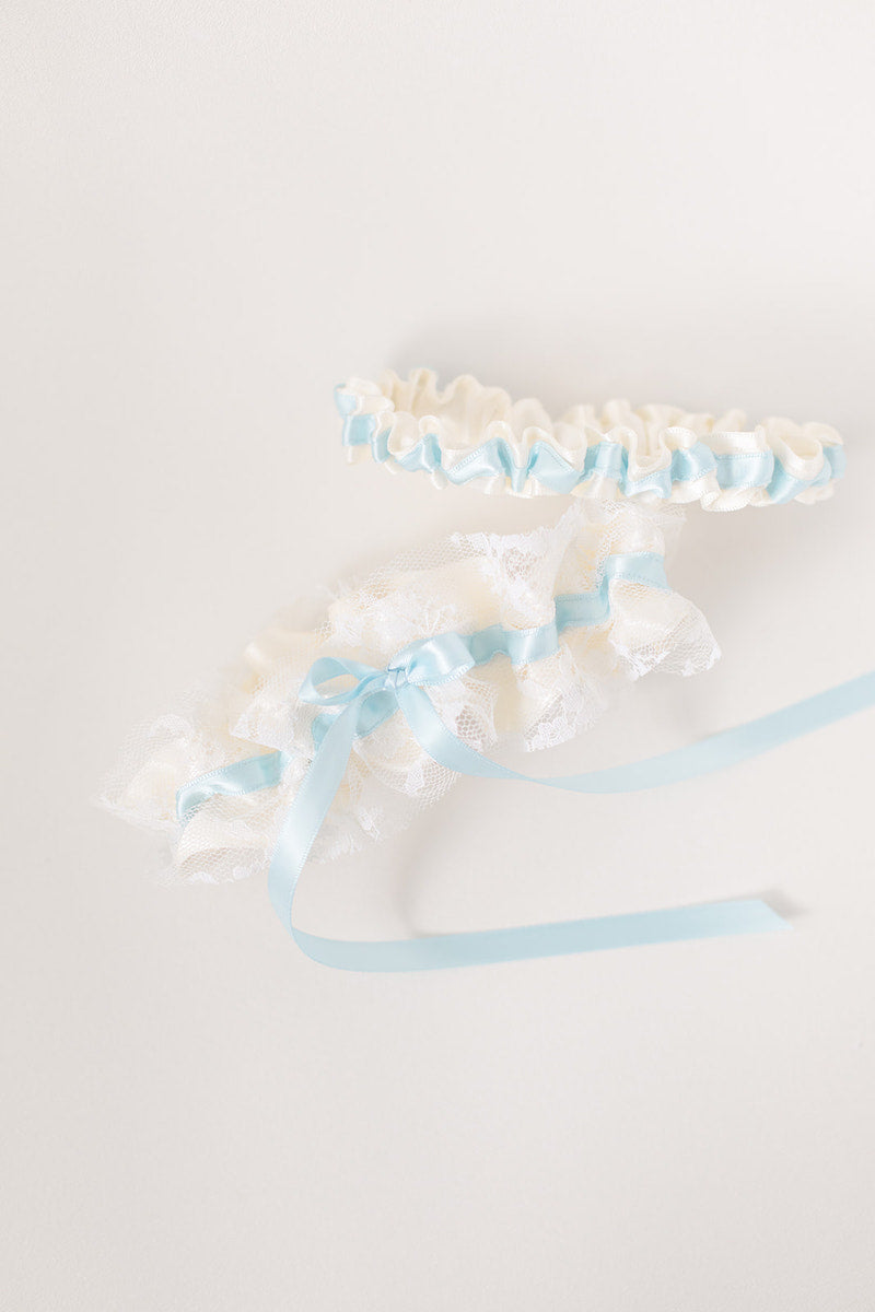 personalized garter with embroidery and vintage lace