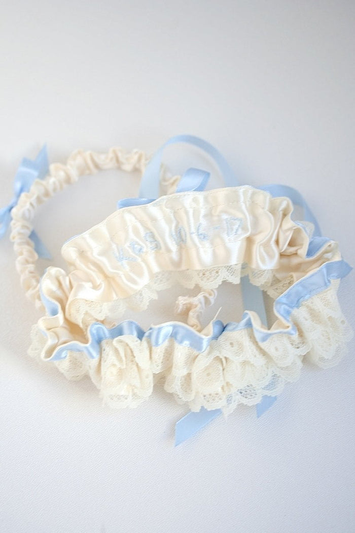 Garter Set: Personalized With Lace and Blue