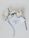 wedding garter set and handkerchief personalized with embroidery, handmade bridal heirlooms by The Garter Girl