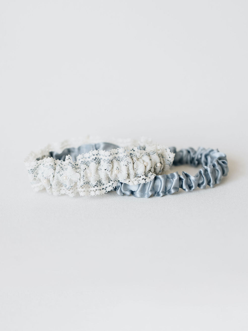 lace and pearl wedding garter set handmade and personalized by The Garter Girl