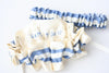 Garter Set: Ivory, Blue and Hand Embroidery