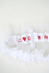 Garter: White Tulle and Personalized Embroidery