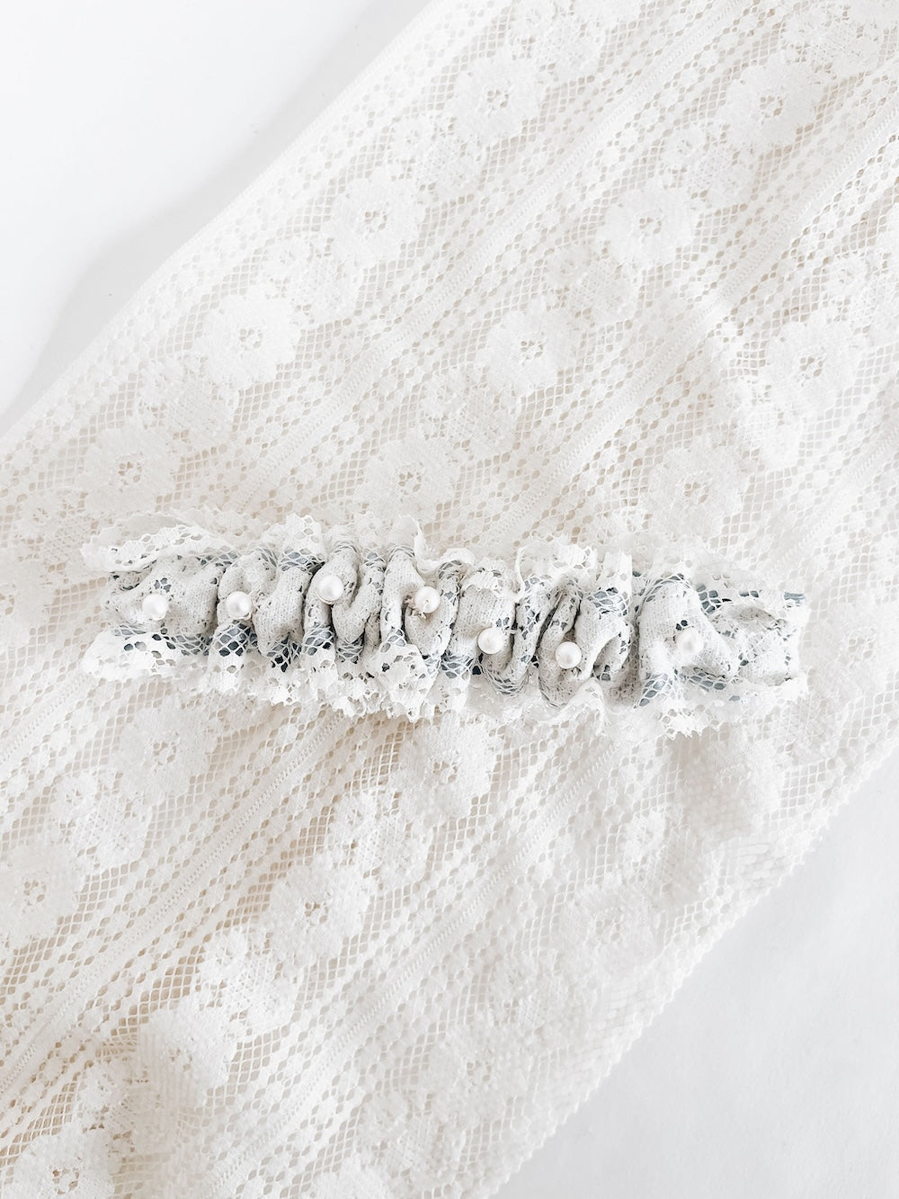 Garter: Vintage Wedding Dress Lace with Pearls & Personalized
