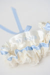 Garter Set: Blue, Ivory Lace with Wedding Date