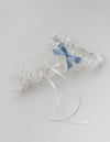 personalized wedding garter set handmade with tulle, lace and something blue by The Garter Girl