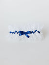 tulle and royal blue personalized wedding garter heirloom handmade by The Garter Girl