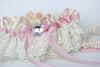 Pink, Ivory Lace and Sparkle Garter Set