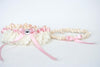 Custom Pink and Ivory Lace Wedding Garter Set