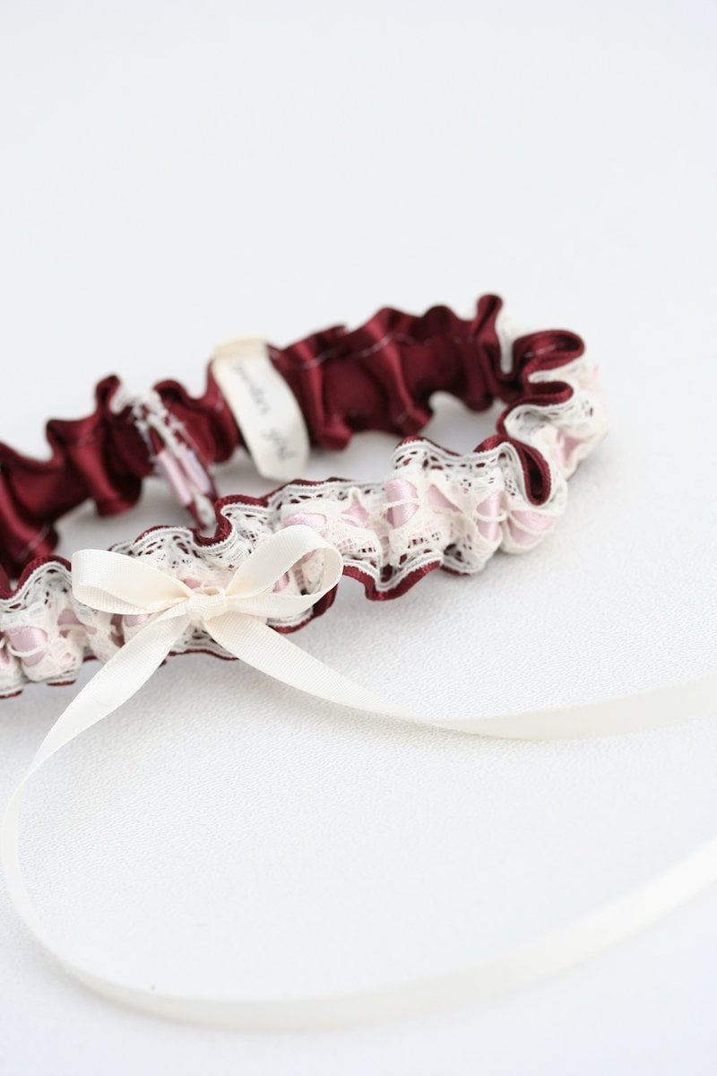 Burgundy, Pink and Ivory Garter