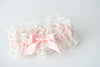 Ivory Lace, Pink and Embroidered Garter
