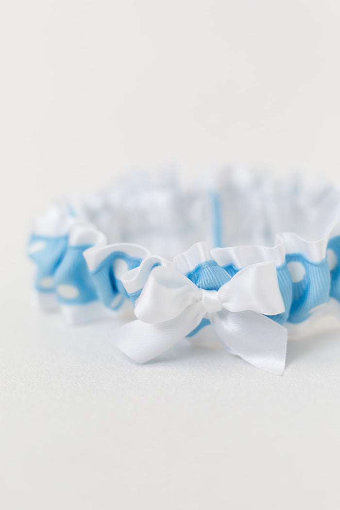 Garter: Modern Something Blue Polka Dots