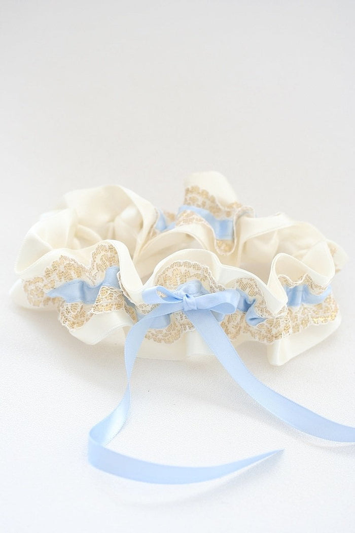 Garter: Gold Lace, Ivory & Blue