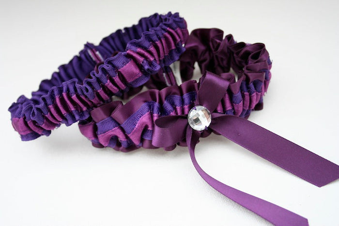 Royal Blue and Purple Sparkle Garter Set
