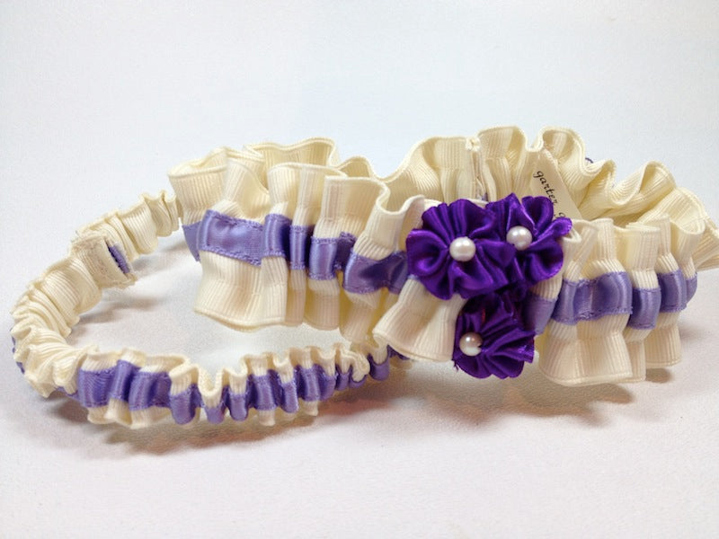 Custom Purple Wedding Garter With Pearls
