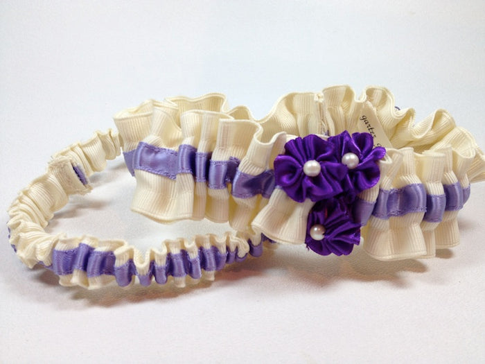Custom Purple Wedding Garter With Pearls