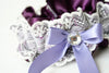 Purple and Ivory Lace Sparkle Garter Set