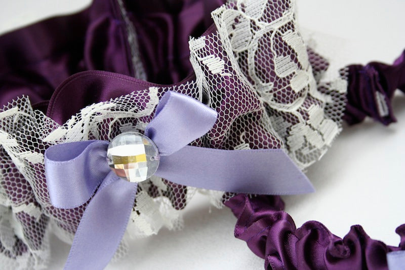 Purple, Lace and Sparkle Garter Set