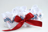 White Lace, Royal Blue, Orange and Red Garter