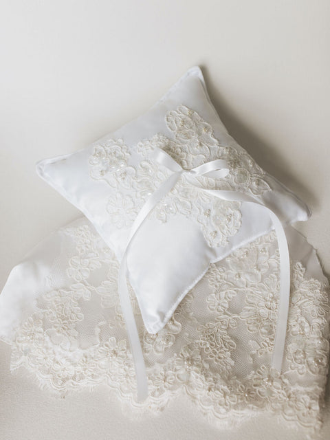 Ring Bearer Pillow Handmade From Mother's Wedding Dress, Lace, Pearls