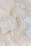 wedding heirlooms garter, handkerchief and ring pillow handmade from bride's mother's wedding dress and veil