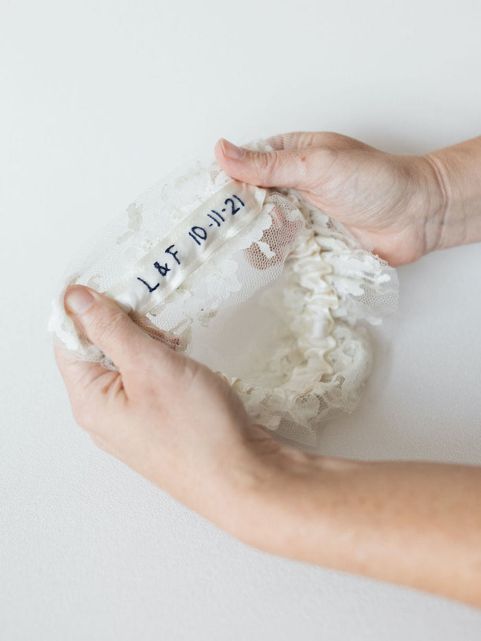 Garter: Wedding Dress Lace w/ Beads & Personalized Embroidery